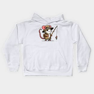 Rat Fishing With Fishing Rod Kids Hoodie